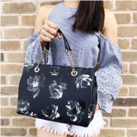 👉*NWOT* KATE SPADE BRIAR LANE NIGHT ROSE MEENA LEATHER CROSSBODY BAG NAVY ~NEW - Picture 7 of 7
